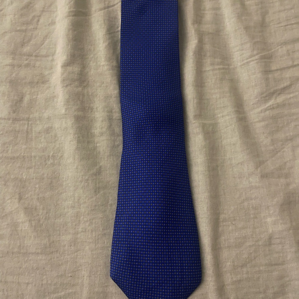 Men's Blue & Yellow Dots Patterned Tie